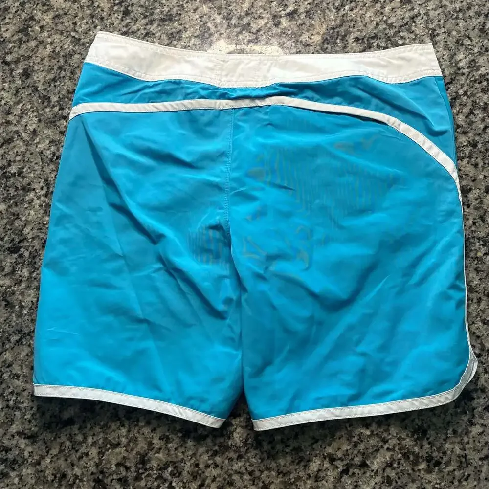 Abercrombie & Fitch Men's Blue Board Shorts with White Trim